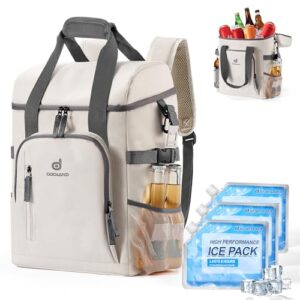 Odoland Cooler Bag 22L with 3 Ice Pack - 30 Cans Waterproof Insulated Cooler Backpack for Men Women with Bottle Opener for Commute, Camping, Travel, P