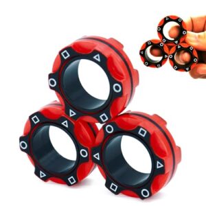 Magnetic Rings, Finger Spinner Fidget Toys, Stress Relief Toys for Anxiety, Magnetic Fidget Toy For Ages 4-10, Christmas Stocking Filler Gift For Boys