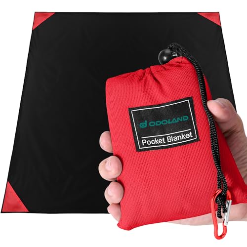 Odoland Hiking Blanket 180 x 160 cm Pocket Blanket Waterproof Heatproof Sandproof Thin Ground Sheet - Lightweight Foldable Beach Mat for Outdoor Campi
