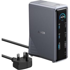 Anker Prime Charging Docking Station, 14-Port with 160W Max Output and Built-In GaN AC-DC Power, 10Gbps Data Transfers, Real-Time Smart Interface, Dua