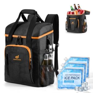 Odoland Cooler Bag 22L with 3 Ice Pack - 30 Cans Waterproof Insulated Cooler Backpack for Men Women with Bottle Opener for Commute, Camping, Travel, P