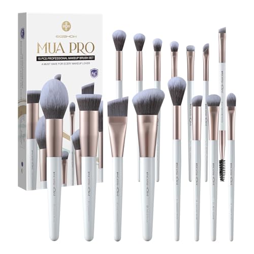 EIGSHOW Makeup Brush Set,15 Piece MUA PRO Series Professional Makeup Brushes with Silver Ion Infused Bristles for Foundation,Powder,Blush,Concealer,Ey