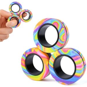 Magnetic Rings, Finger Spinner Fidget Toys, Stress Relief Gadgets for Anxiety, Magnetic Toys For Ages 4-10, Christmas Stocking Filler Gift For Boys Gi