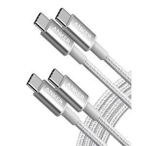 Anker USB C to USB C Charger Cable, New Nylon(6 ft, 2-Pack), 60W (3A) for iPhone 17/16/15, iPad Pro, Samsung Galaxy, MacBook Pro,and More(Silver) 1.8M