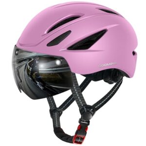 Odoland Bike Helmet - Adult Bicycle Helmet with Detachable Magnetic Goggles Visor - Mountain Road Cycling Certified Lightweight Helmet Adjustable for