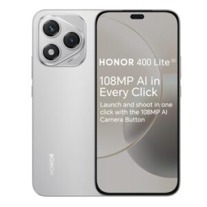 HONOR 400 Lite Unlocked 5G Android AI Smartphone, AI Camera Button,108MP Camera,8GB+256GB Storage,Water Resistance,Velvet Gray, 6 Months Extended Warr