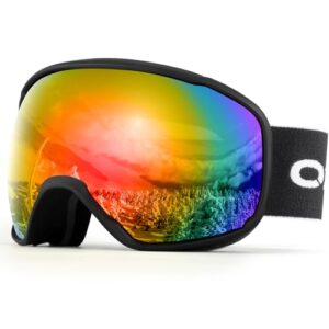 Odoland OTG Ski Goggles with Anti-fog, Anti-glare Lens UV400 Protection Adult Snow Goggles, Double Spherical Goggles for Skiing Skating Snowmobiles an