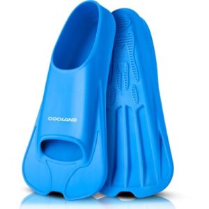 Odoland Premium Swim Fins, Light Weight Snorkel Training Fins Adjustable Feet Fins for Swimming Snorkeling Diving, Silicone Smooth Swimming Flippers M
