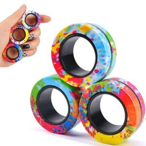 Magnetic Rings, Finger Spinner Fidget Toys, Stress Relief Gadgets for Anxiety, Magnetic Toys For Ages 4-10, Christmas Stocking Filler Gift For Boys Gi