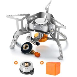 Odoland 3500W Windproof Camping Gas Stove Portable Collapsible Outdoor Camping Stove with Piezo Ignition Backpacking Stove for Outdoor Cooking Hiking