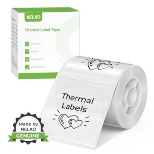 Thermal Labels for Nelko PM220 Label Maker - 2 Inch (50mm) Round, Waterproof, Multi-Purpose - 1 Roll of 150 Self-Adhesive Thermal Paper (Transparent),