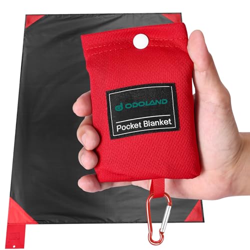 Odoland Picnic Blanket 110 x 160 cm Pocket Blanket Heatproof Sandproof Thin Ground Sheet - Lightweight Foldable Beach Mat for Outdoor Camping, Travel,