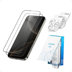 Anker HD Screen and Lens Protectors for iPhone 16 Pro Max (2-Pack), 6.9-Inch Ultrand Clear Tempered Glass, Fast and Easy Installation, Scratch and Imp