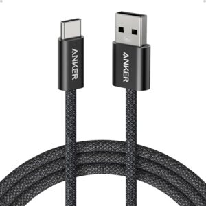 Anker Zolo USB-A to USB-C Charger Cable, 1.8 m Durable Braided Type-C Fast Charging Cable with Slim Connector, Seamless CarPlay, For iPhone 17/16/15,