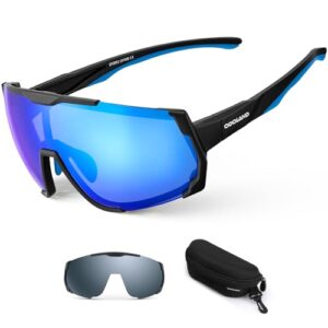 Odoland Cycling Sunglasses with Replaceable Magnetic Lenses for Men Women - Lightweight Polarized UV400 Sport Sunglasses for Driving Cycling Motorcycl