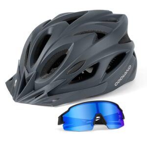 Odoland Flash Bike Helmet with Cycling Sunglasses - Adult Cycling Helmets for Road Bike Mountain Bike - Adjustable Lightweight Cycling Helmet for Men