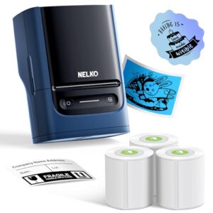 Nelko PM220 Bluetooth Label Maker Machine With Tape, 2 Inch Portable Thermal Printer for Small Business, Logo, Clothing, Sticker for Phones & PC, With