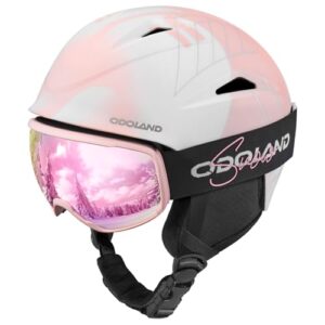 Odoland Ski Helmet with VLT 18% Ski Goggles for Skiing and Snowboard, Light Weight and Adjustable Ventilation Snow Helmet with Warm Fluffy Earpads for