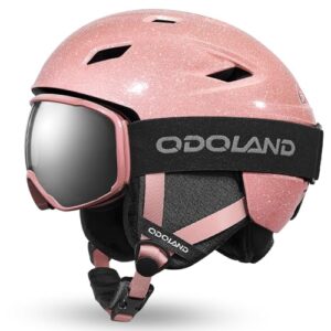 Odoland Ski Helmet Kit with Ski Ski Goggles, Snowboard Helmet for Men Women Teens Kids, Adjustable Ski Helmet and UV400 Protection Ski Goggles Shinnin