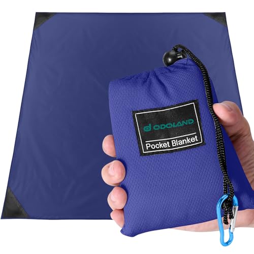 Odoland Hiking Blanket 180 x 160 cm Pocket Blanket Waterproof Heatproof Sandproof Thin Ground Sheet - Lightweight Foldable Beach Mat for Outdoor Campi