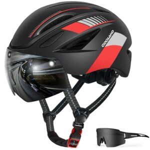 Odoland Bike Helmet - Adult Bicycle Helmet with Detachable Magnetic Goggles Visor - Mountain Road Cycling Certified Lightweight Helmet Adjustable for