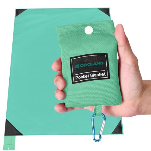 Odoland Outdoor Pocket Travel Blanket Beach Mat - Waterproof Sand Proof Beach Blanket, Picnic Mat - Multi Colour and Sizes - Portable Lightweight for