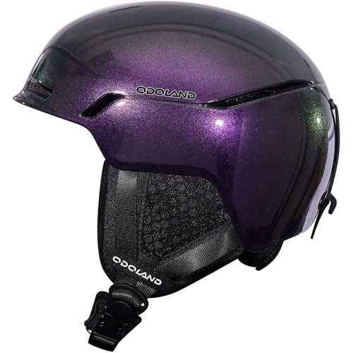 Odoland Ski Helmet, Snowbroad Helmet, Well Ventilated, Compatible with Ski Goggles, Ski Skating Snow Helmet for Men Women Young Changing Purple M (55-