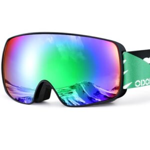 Odoland Children's Ski Goggles Snowboard Goggles for Boys and Girls, Helmet Compatible Mirrored Snow Goggles UV Protection Anti-Fog for Skiing Skating