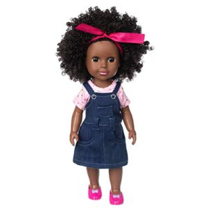 ZITA ELEMENT Black Doll 14.5 Inch Baby Girl Doll and Clothes Set African Washable Realistic Silicone Girl Dolls -Best Gift