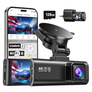 REDTIGER F7NP-4K Dash Cam Front and Rear, STAVIS 2 Sensor Dash Camera for Cars, Free 128GB Card Included, 5.8GHz Wi-Fi6-up to 20MB/s, 3.18â Screen,