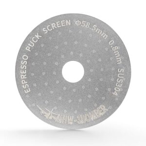 MHW-3BOMBER 58.5mm Espresso Puck Screen with Round Hole, 0.8mm Thickness Metal Coffee Filter, Reusable Espresso Filters Compatible with La Marzocco/Ga