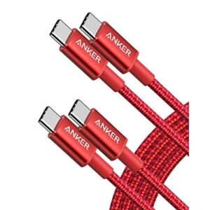 Anker USB C to USB C Charger Cable, New Nylon(6 ft, 2-Pack), 60W (3A) for iPhone 17/16/15, iPad Pro, Samsung Galaxy, MacBook Pro,and More(Red) 1.8M+1.