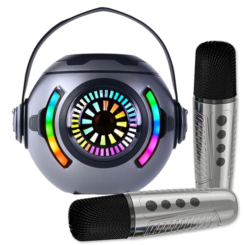 Kids Karaoke Machine 2 Microphones, Mini Wireless Bluetooth Microphone, Presents for Children Ages 4-12, Christmas Stocking Fillers Gifts For Boys Gir