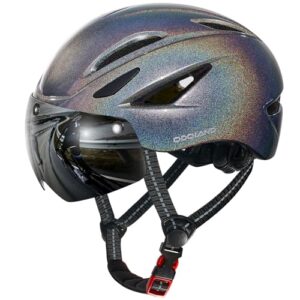 Odoland Bike Helmet - Adult Bicycle Helmet with Detachable Magnetic Goggles Visor - Mountain Road Cycling Certified Lightweight Helmet Adjustable for