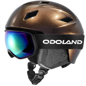 Odoland Ski Helmet Kit with Ski Ski Goggles, Snowboard Helmet for Men Women Teens Kids, Adjustable Ski Helmet and UV400 Protection Ski Goggles Changin