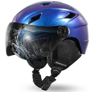 Odoland Ski Helmet with VLT 18% Lens Visor Great for Skiing, Light Weight and Adjustable Ventilation Advanced Competition Snow Helmet with Warm Fluffy