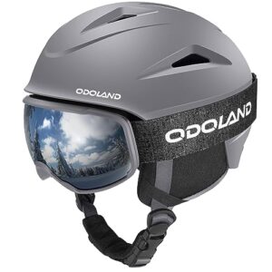 Odoland Ski Helmet with VLT 18% Ski Goggles for Skiing and Snowboard, Light Weight and Adjustable Ventilation Snow Helmet with Warm Fluffy Earpads for