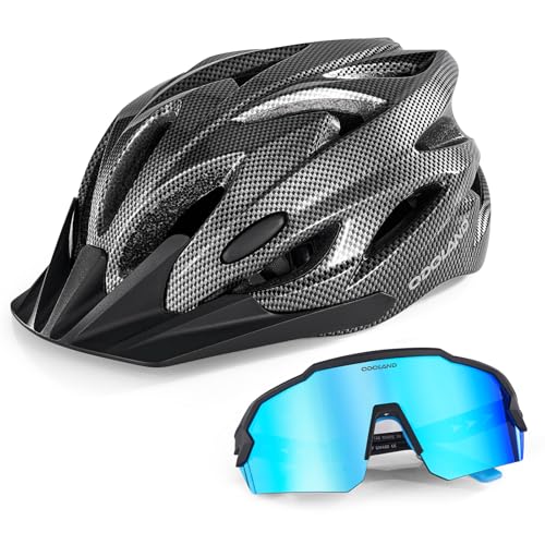 Odoland Flash Bike Helmet with Cycling Sunglasses - Adult Cycling Helmets for Road Bike Mountain Bike - Adjustable Lightweight Cycling Helmet for Men