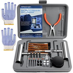 MAIKEHIGH Tyre Repair Kit, Tubeless Car Puncture Repair Kit, Heavy Duty Tyre Plug Tool Set for Auto, Truck, Off-Road, ATV, Tractor Grey