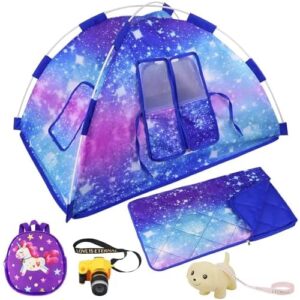 ZITA ELEMENT 18 Inch Doll Tent Set - Camping Tent, Sleeping Bag, Backpack, Toy Camera, Dog & Travel Accessories Star Sky Tent