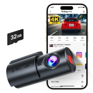 REDTIGER 4K Dash Cam Front, Mini dashcam with WiFi, Anti-theft Car Camera with Night Vision, WDR, 24H Parking Mode, Loop Recording, Two-step Installat